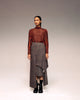 Rust Black Check Drape Skirt