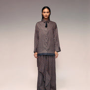 Rust Check Draped Trouser
