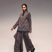 Rust Check Draped Trouser