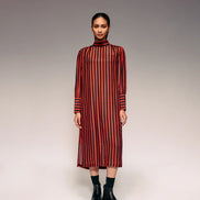 Rust Black Stripe Midi Dress