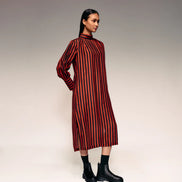 Rust Black Stripe Midi Dress