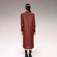 Rust Black Stripe Midi Dress