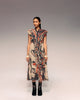 Rust Print Cotton Net Drawstring Dress