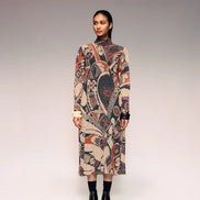 Rust Print Cotton Net Midi Dress