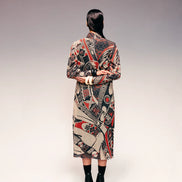 Rust Print Cotton Net Midi Dress