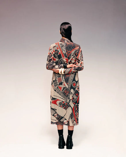 Rust Print Cotton Net Midi Dress