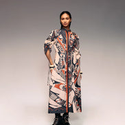 Rust Print Drawstring Dress