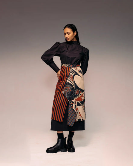 Rust Print Flap Reversible Skirt