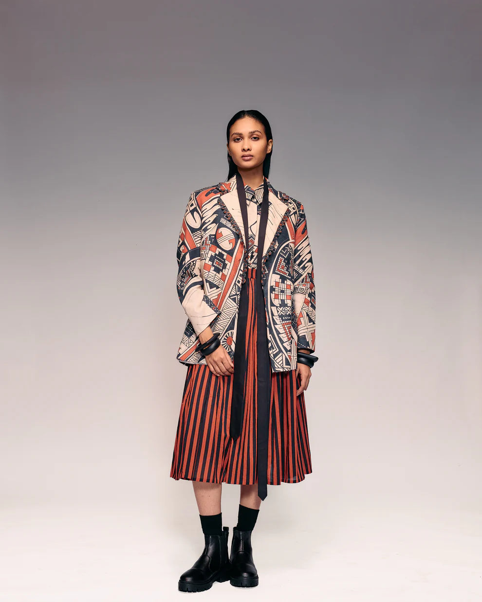 Rust Print Linen Blazer