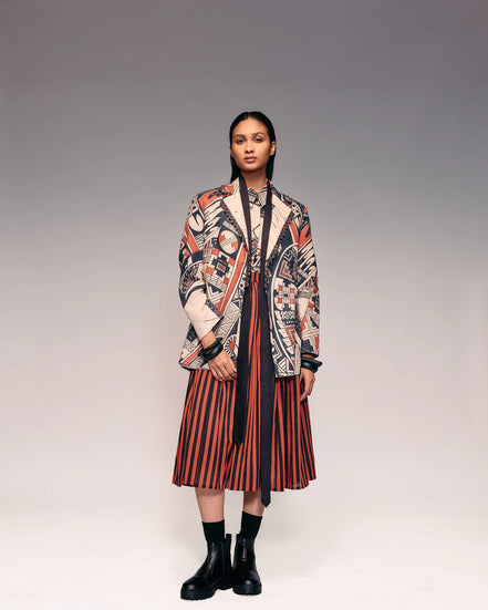 Rust Print Linen Blazer