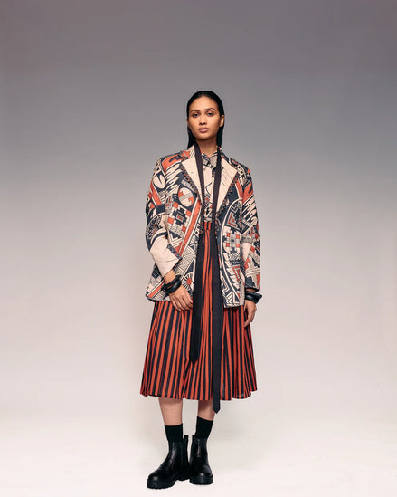 Rust Print Linen Blazer