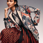 Rust Print Linen Blazer