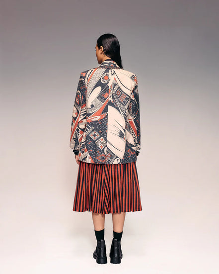 Rust Print Linen Blazer