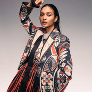 Rust Print Linen Blazer