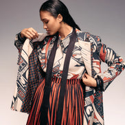 Rust Print Linen Blazer