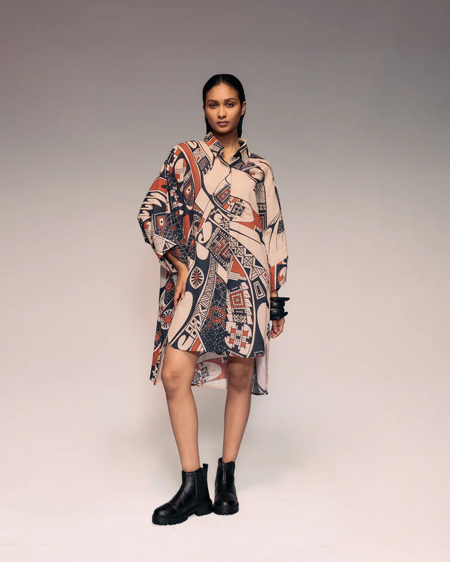 Rust Print Linen Shirt
