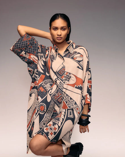 Rust Print Linen Shirt