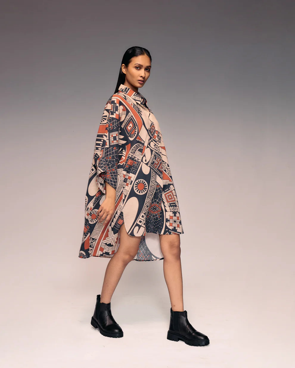 Rust Print Linen Shirt