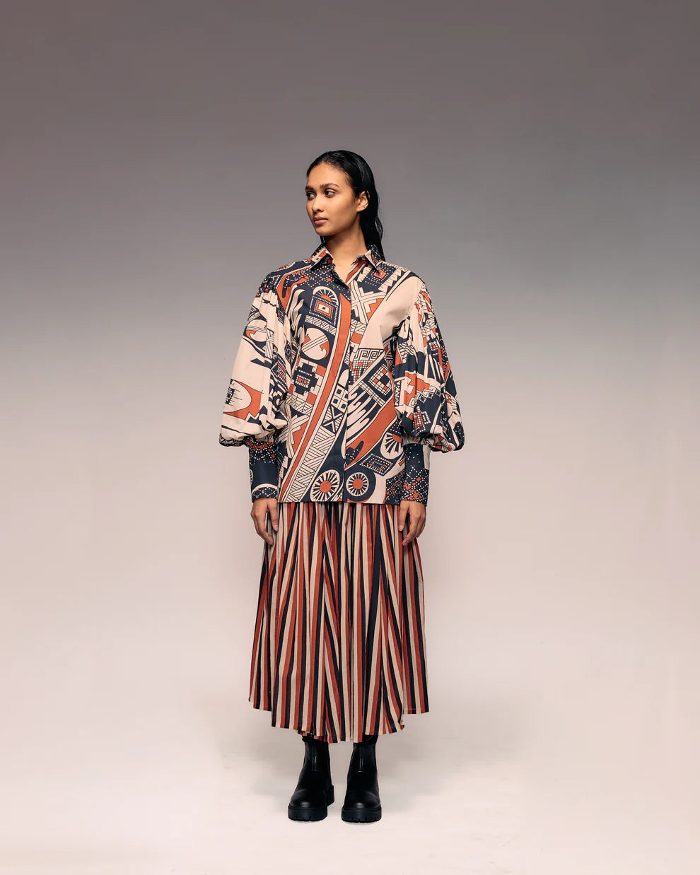 Rust Print Poplin Shirt
