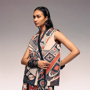 Rust Print Reversible Sleeveless Kimono