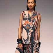 Rust Print Reversible Sleeveless Kimono