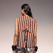 Rust Print Reversible Sleeveless Kimono