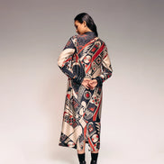 Rust Print Silk Midi Dress