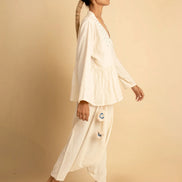 Tiba Top & Pant - Beige Handwoven