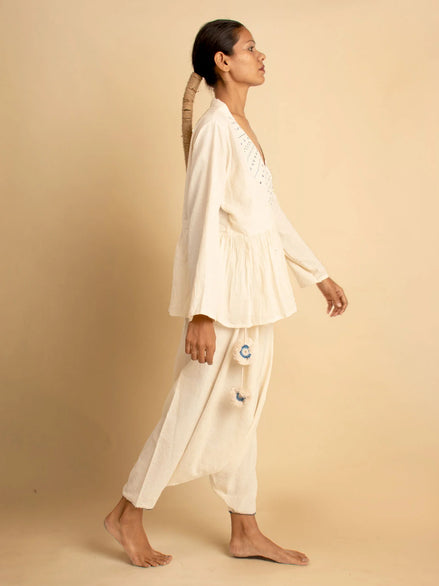 Tiba Top & Pant - Beige Handwoven