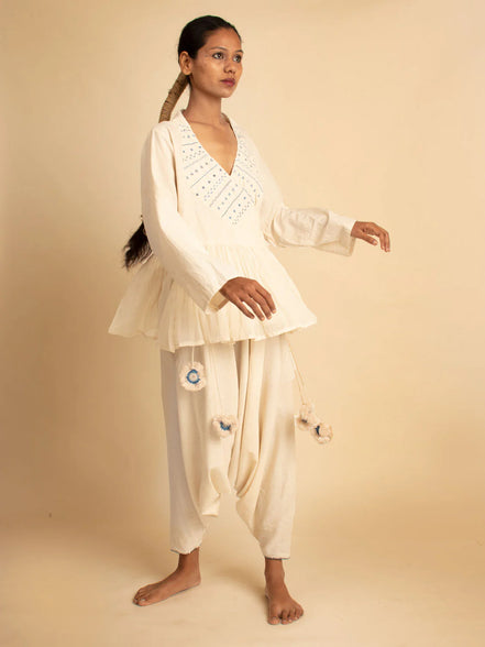 Tiba Top & Pant - Beige Handwoven