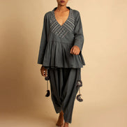 Tiba Top & Pant - Grey Handwoven