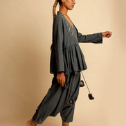 Tiba Top & Pant - Grey Handwoven