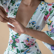 V Neck Long Dress in Flower Print