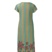 Yellow Blue Strip Cotton Net Midi