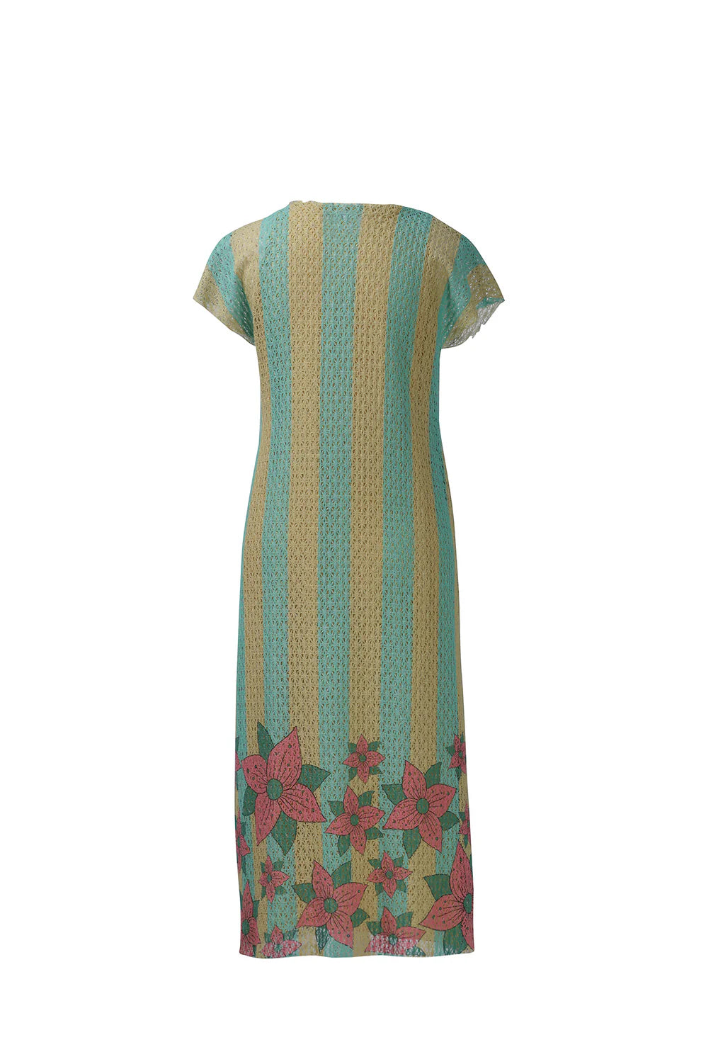 Yellow Blue Strip Cotton Net Midi