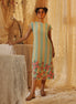 Yellow Blue Strip Cotton Net Midi