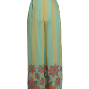 Yellow Blue Stripe Chiffon Pants