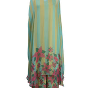 Yellow Blue Stripe Chiffon Pants