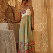 Yellow Blue Strip Spaghetti Dress