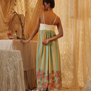 Yellow Blue Strip Spaghetti Dress