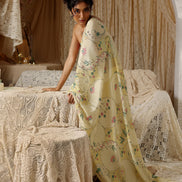 Yellow Circle Print Saree