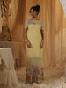 Yellow Cotton Net Applique Dress