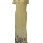 Yellow Cotton Net Applique Dress