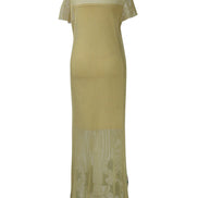 Yellow Cotton Net Applique Dress