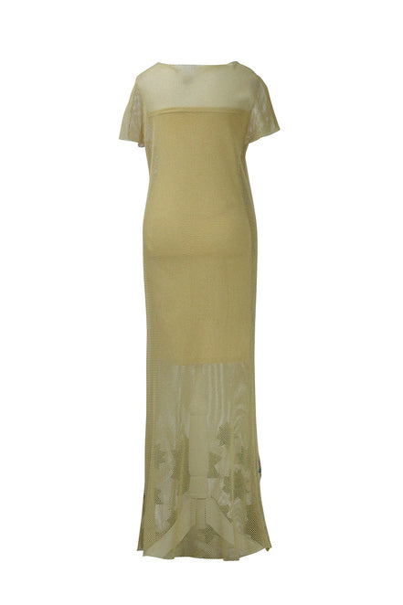 Yellow Cotton Net Applique Dress