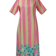 Yellow Pink Stripe Zipper Dress