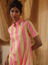 Yellow Pink Stripe Zipper Dress