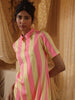Yellow Pink Stripe Zipper Dress