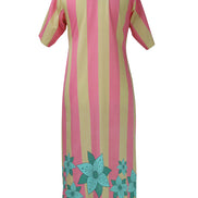 Yellow Pink Stripe Zipper Dress