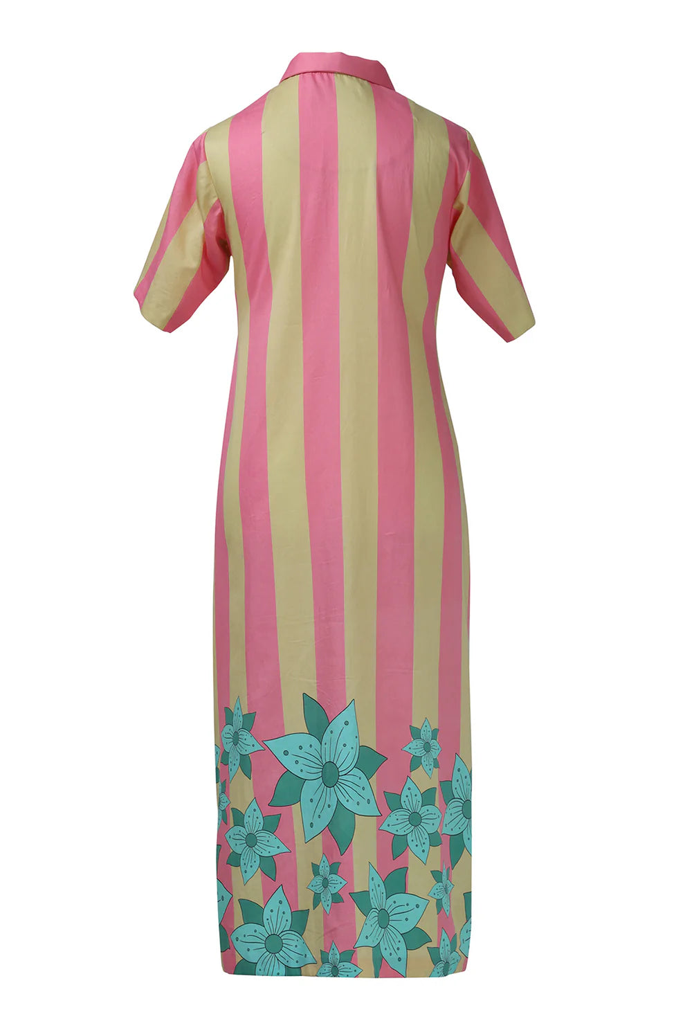 Yellow Pink Stripe Zipper Dress